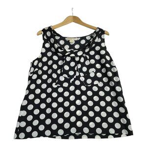 Michael Kors Silk Polka Dot Sleeveless Blouse size 14 Black/White
